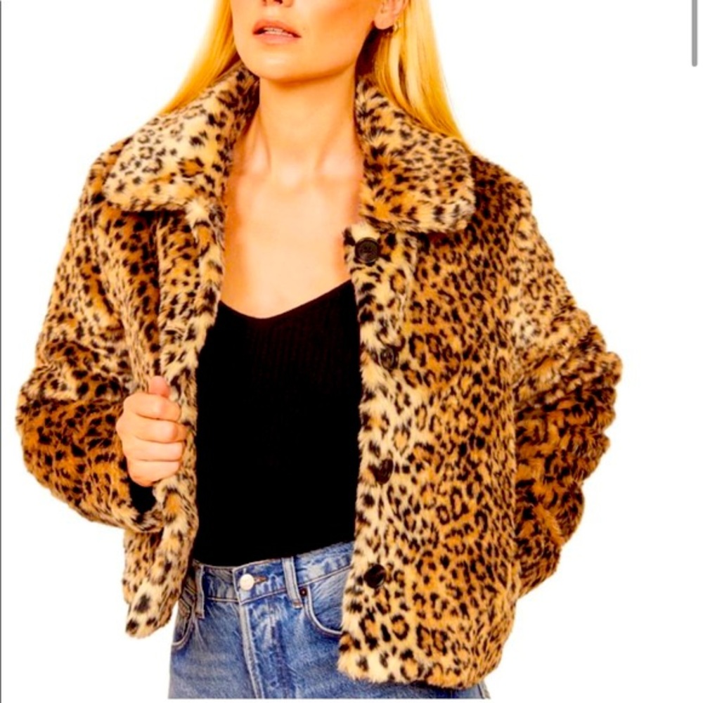 Reformation Leopard Fur Jacket Coat size S